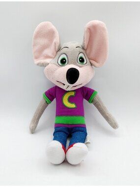 Chuck E Cheese Plush Pizza Purple Shirt blue jeans soft doll Mouse 13" 2013